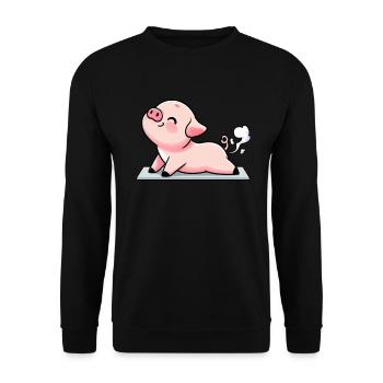 Yoga du cochon Méditation Inspiration Expiration Yoga - Sweat-shirt Unisexe - noir - Devant - Alina (178cm) & Michal (187cm)