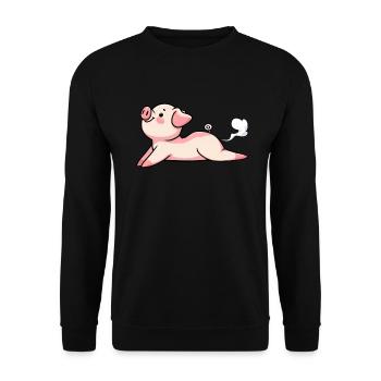 Yoga du cochon Méditation Inspiration Expiration Yoga - Sweat-shirt Unisexe - noir - Devant - Alina (178cm) & Michal (187cm)
