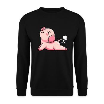 Yoga du cochon Méditation Inspiration Expiration Yoga - Sweat-shirt Unisexe - noir - Devant - Alina (178cm) & Michal (187cm)