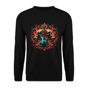 Rock N Roll Guitarist Music Guitarist Skeleton - Unisex Sweatshirt - black - Front - Alina (178cm) & Michal (187cm)