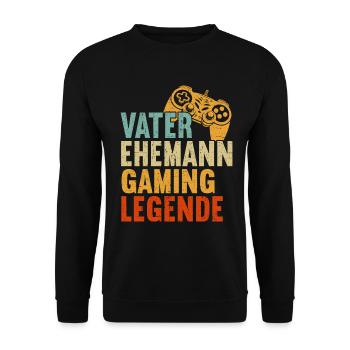 Gamer Papa Vater Gaming Liebhaber Videospieler PC - Unisex Pullover - Schwarz - Vorne - Alina (178cm) & Michal (187cm)