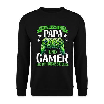 Gamer Papa Vater Gaming Liebhaber Videospieler PC - Unisex Pullover - Schwarz - Vorne - Alina (178cm) & Michal (187cm)