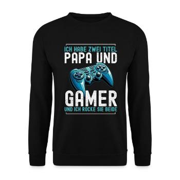 Gamer Papa Papa Amateur de jeux vidéo PC - Sweat-shirt Unisexe - noir - Devant - Alina (178cm) & Michal (187cm)