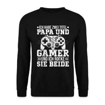 Gamer Papa Papa Amateur de jeux vidéo PC - Sweat-shirt Unisexe - noir - Devant - Alina (178cm) & Michal (187cm)