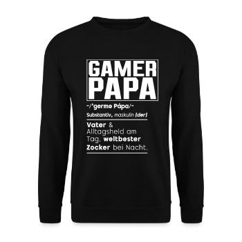 Gamer Papa Papa Amateur de jeux vidéo PC - Sweat-shirt Unisexe - noir - Devant - Alina (178cm) & Michal (187cm)