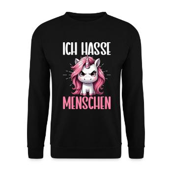 I hate people funny unicorn stinky finger - Unisex Sweatshirt - black - Front - Alina (178cm) & Michal (187cm)