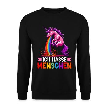 I hate people funny unicorn stinky finger - Unisex Sweatshirt - black - Front - Alina (178cm) & Michal (187cm)