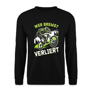Mountainbiker Fahrradliebhaber Radfahrer Radfahren - Unisex Pullover - Schwarz - Vorne - Alina (178cm) & Michal (187cm)