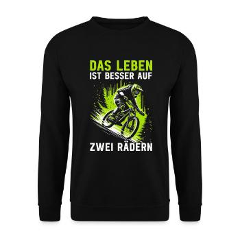 Mountainbiker Fahrradliebhaber Radfahrer Radfahren - Unisex Pullover - Schwarz - Vorne - Alina (178cm) & Michal (187cm)
