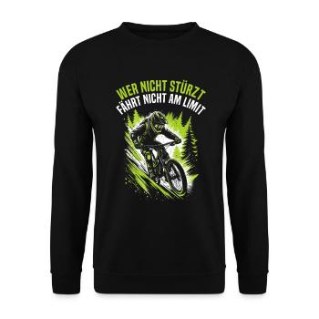 Mountainbiker Fahrradliebhaber Radfahrer Radfahren - Unisex Pullover - Schwarz - Vorne - Alina (178cm) & Michal (187cm)