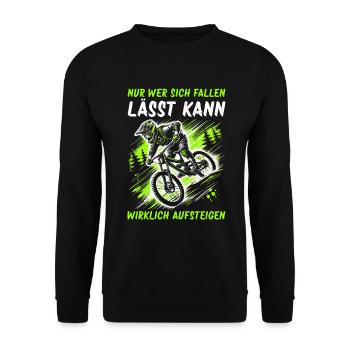 Mountainbiker Fahrradliebhaber Radfahrer Radfahren - Unisex Pullover - Schwarz - Vorne - Alina (178cm) & Michal (187cm)