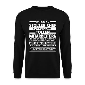 Stolzer Chef Von Tollen Mitarbeitern Kollege Büro - Unisex Pullover - Schwarz - Vorne - Alina (178cm) & Michal (187cm)