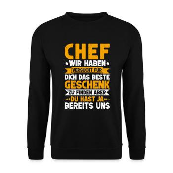 Stolzer Chef Von Tollen Mitarbeitern Kollege Büro - Unisex Pullover - Schwarz - Vorne - Alina (178cm) & Michal (187cm)