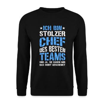 Stolzer Chef Von Tollen Mitarbeitern Kollege Büro - Unisex Pullover - Schwarz - Vorne - Alina (178cm) & Michal (187cm)