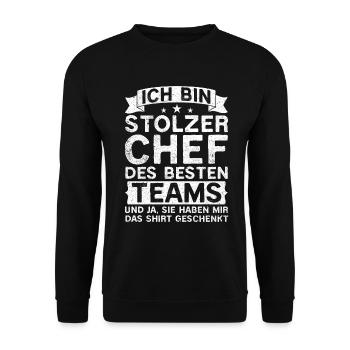 Stolzer Chef Von Tollen Mitarbeitern Kollege Büro - Unisex Pullover - Schwarz - Vorne - Alina (178cm) & Michal (187cm)