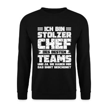 Stolzer Chef Von Tollen Mitarbeitern Kollege Büro - Unisex Pullover - Schwarz - Vorne - Alina (178cm) & Michal (187cm)