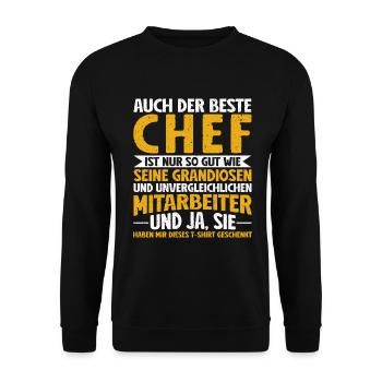 Stolzer Chef Von Tollen Mitarbeitern Kollege Büro - Unisex Pullover - Schwarz - Vorne - Alina (178cm) & Michal (187cm)