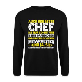 Stolzer Chef Von Tollen Mitarbeitern Kollege Büro - Unisex Pullover - Schwarz - Vorne - Alina (178cm) & Michal (187cm)