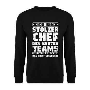 Stolzer Chef Von Tollen Mitarbeitern Kollege Büro - Unisex Pullover - Schwarz - Vorne - Alina (178cm) & Michal (187cm)