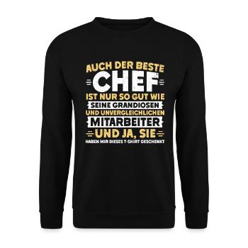 Stolzer Chef Von Tollen Mitarbeitern Kollege Büro - Unisex Pullover - Schwarz - Vorne - Alina (178cm) & Michal (187cm)