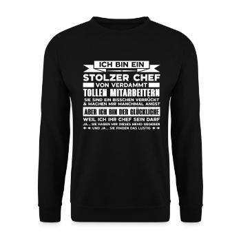 Stolzer Chef Von Tollen Mitarbeitern Kollege Büro - Unisex Pullover - Schwarz - Vorne - Alina (178cm) & Michal (187cm)