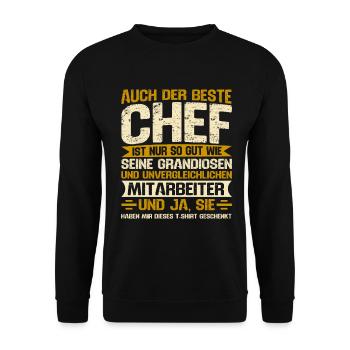 Stolzer Chef Von Tollen Mitarbeitern Kollege Büro - Unisex Pullover - Schwarz - Vorne - Alina (178cm) & Michal (187cm)