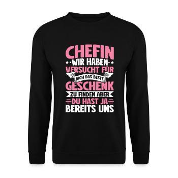 Stolzer Chefin Von Tollen Mitarbeitern Kollege - Unisex Pullover - Schwarz - Vorne - Alina (178cm) & Michal (187cm)