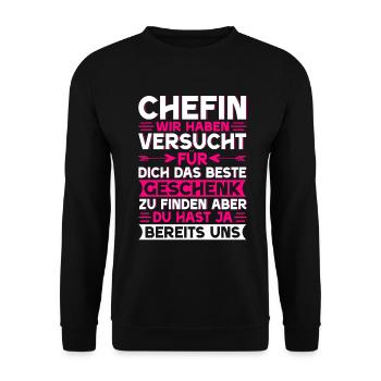 Stolzer Chefin Von Tollen Mitarbeitern Kollege - Unisex Pullover - Schwarz - Vorne - Alina (178cm) & Michal (187cm)