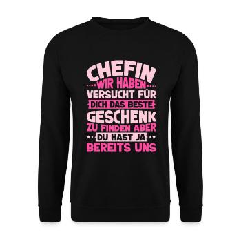 Stolzer Chefin Von Tollen Mitarbeitern Kollege - Unisex Pullover - Schwarz - Vorne - Alina (178cm) & Michal (187cm)