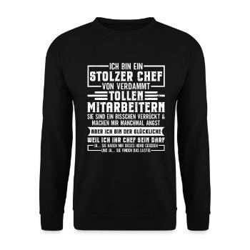 Stolzer Chef Von Tollen Mitarbeitern Kollege Büro - Unisex Pullover - Schwarz - Vorne - Alina (178cm) & Michal (187cm)