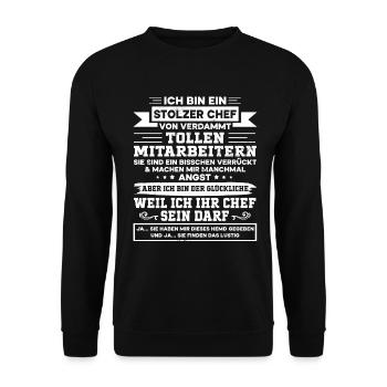 Stolzer Chef Von Tollen Mitarbeitern Kollege Büro - Unisex Pullover - Schwarz - Vorne - Alina (178cm) & Michal (187cm)