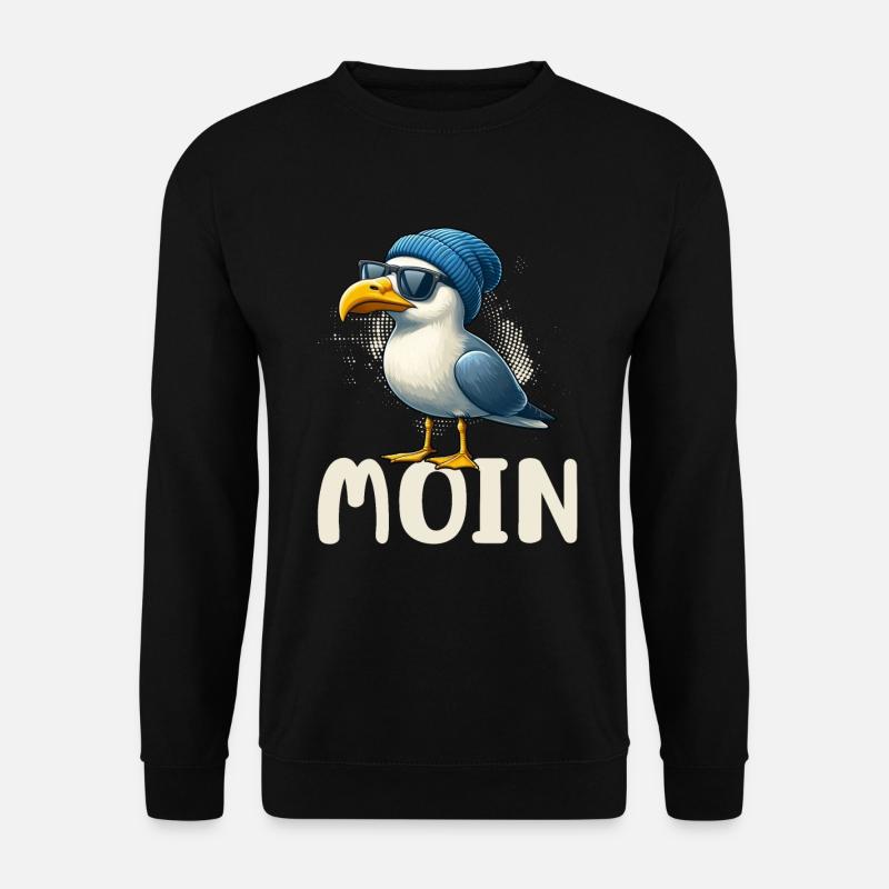 Moin Möwe Norddeutschland Gruß Ostsee Nordsee - Unisex Pullover - Schwarz