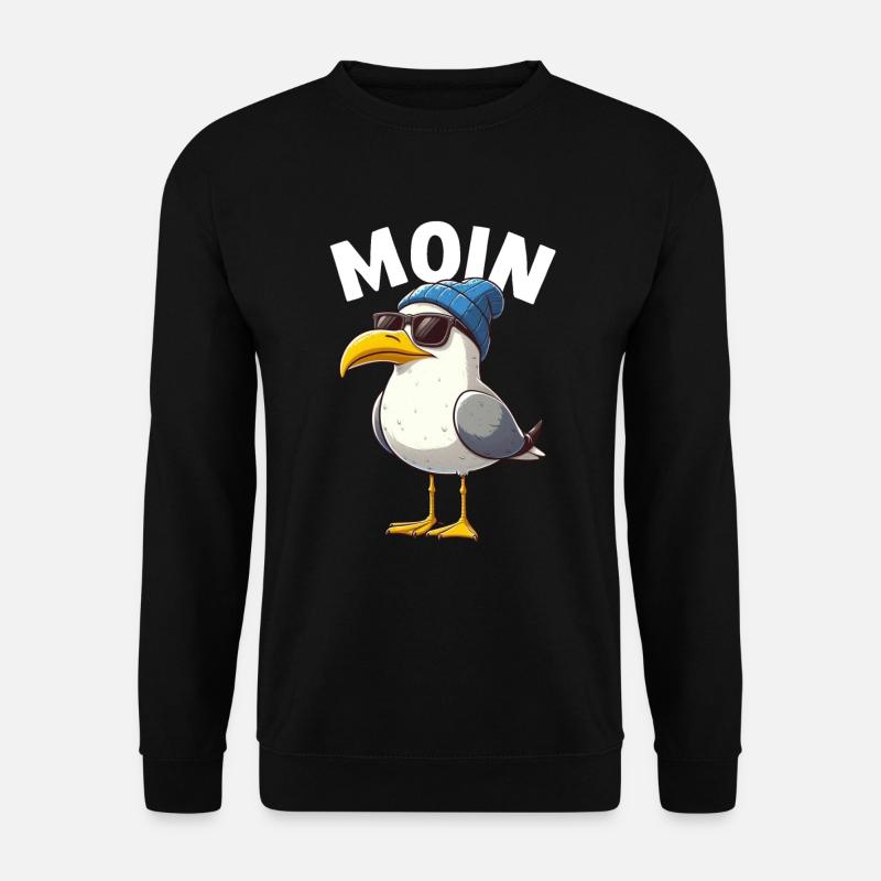 Moin Möwe Norddeutschland Gruß Ostsee Nordsee - Unisex Pullover - Schwarz