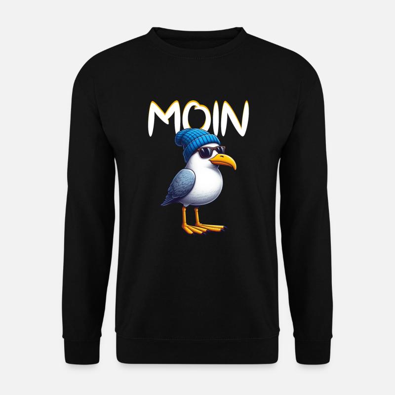 Moin Möwe Norddeutschland Gruß Ostsee Nordsee - Unisex Pullover - Schwarz