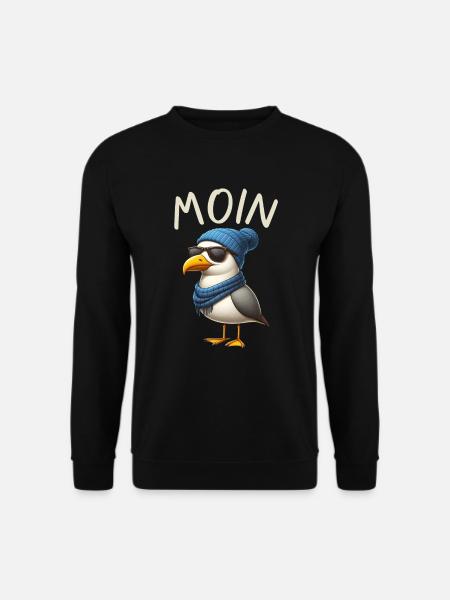 Moin Möwe Norddeutschland Gruß Ostsee Nordsee - Unisex Pullover - Schwarz