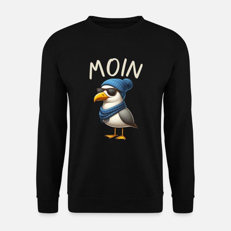 Moin Möwe Norddeutschland Gruß Ostsee Nordsee - Unisex Pullover - Schwarz