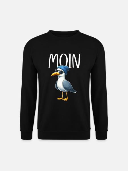 Moin Möwe Norddeutschland Gruß Ostsee Nordsee - Unisex Pullover - Schwarz