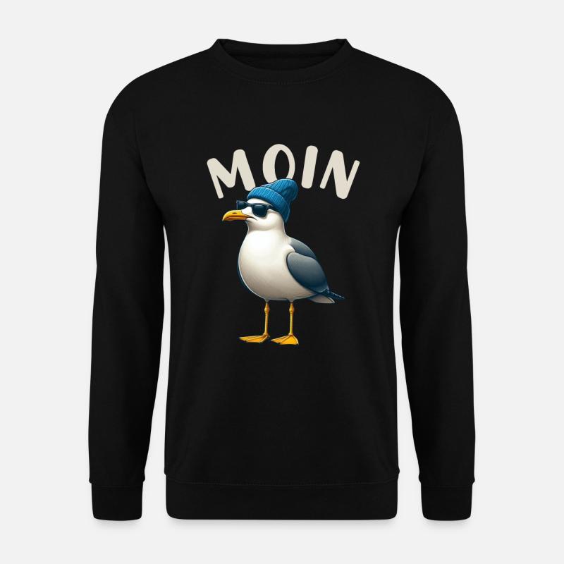 Moin Möwe Norddeutschland Gruß Ostsee Nordsee - Unisex Pullover - Schwarz