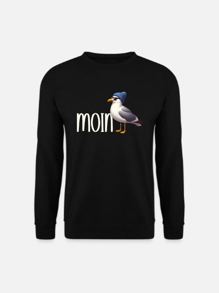 Moin Möwe Norddeutschland Gruß Ostsee Nordsee - Unisex Pullover - Schwarz