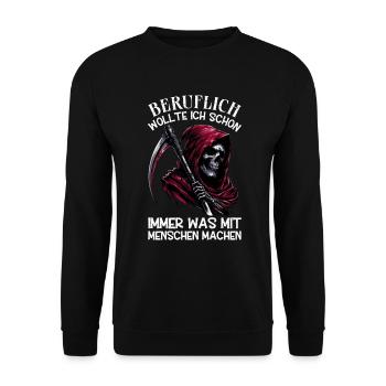 Sarcastique Grande Faucheuse Humour noir Noir - Sweat-shirt Unisexe - noir - Devant - Alina (178cm) & Michal (187cm)