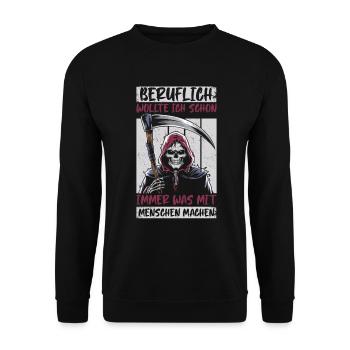 Sarcastique Grande Faucheuse Humour noir Noir - Sweat-shirt Unisexe - noir - Devant - Alina (178cm) & Michal (187cm)