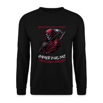 Sarcastique Grande Faucheuse Humour noir Noir - Sweat-shirt Unisexe - noir - Devant - Alina (178cm) & Michal (187cm)