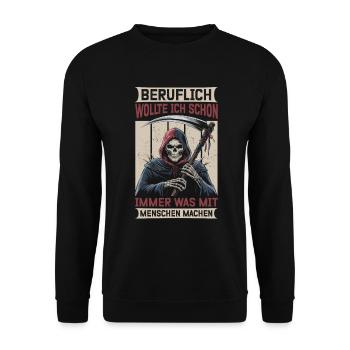 Sarcastique Grande Faucheuse Humour noir Noir - Sweat-shirt Unisexe - noir - Devant - Alina (178cm) & Michal (187cm)