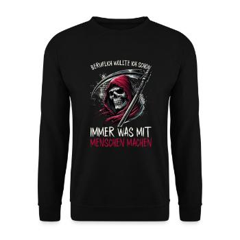 Sarcastique Grande Faucheuse Humour noir Noir - Sweat-shirt Unisexe - noir - Devant - Alina (178cm) & Michal (187cm)