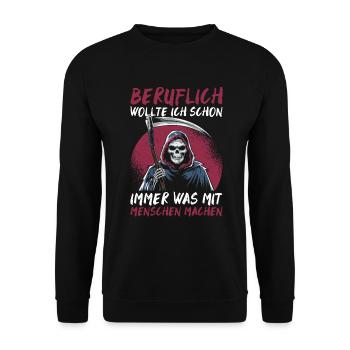 Sarcastique Grande Faucheuse Humour noir Noir - Sweat-shirt Unisexe - noir - Devant - Alina (178cm) & Michal (187cm)