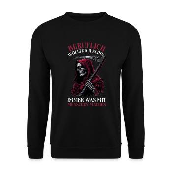 Sarcastique Grande Faucheuse Humour noir Noir - Sweat-shirt Unisexe - noir - Devant - Alina (178cm) & Michal (187cm)