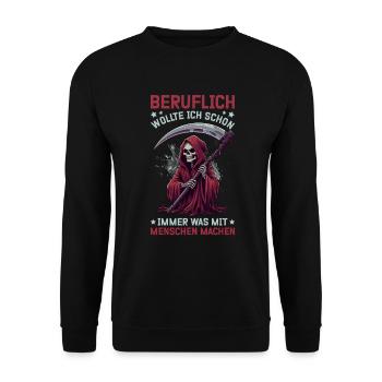 Sarcastique Grande Faucheuse Humour noir Noir - Sweat-shirt Unisexe - noir - Devant - Alina (178cm) & Michal (187cm)
