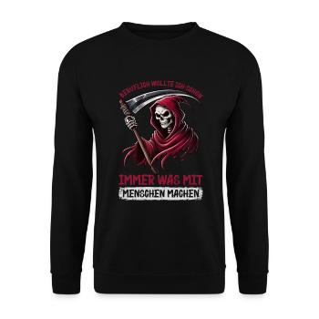 Sarcastique Grande Faucheuse Humour noir Noir - Sweat-shirt Unisexe - noir - Devant - Alina (178cm) & Michal (187cm)