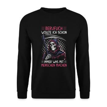 Sarcastique Grande Faucheuse Humour noir Noir - Sweat-shirt Unisexe - noir - Devant - Alina (178cm) & Michal (187cm)