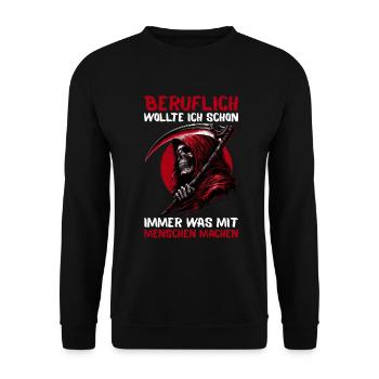 Sarcastique Grande Faucheuse Humour noir Noir - Sweat-shirt Unisexe - noir - Devant - Alina (178cm) & Michal (187cm)